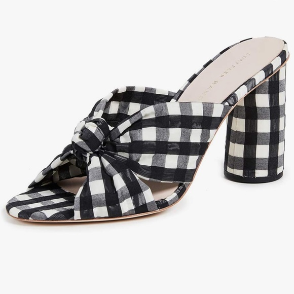 Loeffler Randall Coco Checked Black Sandal 10 - Picture 1 of 5